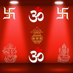 Painting Wall Stencils PATTERN- "Swastika", "Om", "Shubh Kalash" (13X13 Inch) and "Lord Ganesh Ji", "Goddess Laxmi Maa" (16X24 Inch) Design Ideal For Diwali Home Wall Decoration Stencil-image-77