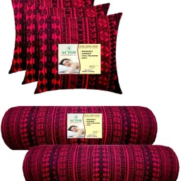 3 Cushion And 2 Microfibre Geometric Bolster Pack of 5-1