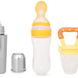 Feeding Bottle 240ml, Bottle Cover, Silicon Spoon Feeder, Fruit Feeder & Teether - Sillicone-image-34