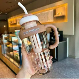 Big Size Transparent Drinking Tumbler With Straw and Handle-25
