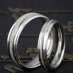 Dazzling Stardust Silver Steel Couple Rings Stainless Steel Sterling Silver Plated Ring Set-image-30