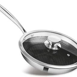 Pro Cook Triply Hexa Tech Induction with Glass Lid,24 cm, Honeycomb Fry Pan 24 cm diameter with Lid 1.5 L capacity-image-69