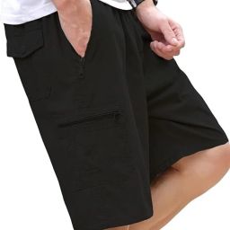Solid Men Black Cargo Shorts-image-84