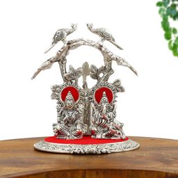 international gift Silver Plated Laxmi Ganesh Idol Under Tree – Decorative & Auspicious Gift Decorative Showpiece - 20.32 cm-picture-32