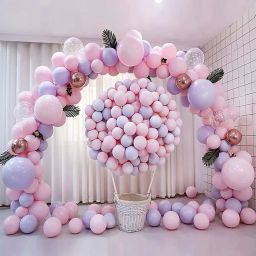 Solid Pink & Purple Pastel Balloons Kit For Birthday - 50Pcs Pastel Pink & Purple Color Balloons ,10 Rose Gold Balloons, 5 Pink Confetti balloons for Birthday /Anniversary /Macaron Candy Balloons/Candyland Balloon-image-11