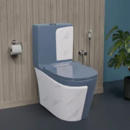 Premium Quality C016 Premium Quality Shining Grey commode with White Marble Finish and Round Western Commode-7