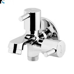 Two way Bib tap Elite | Aerator & Std 1/2'' BSP Outlet for health faucet washing machine | Std 1/2'' BSP Inlet | Passion Bib Cock 2 Way Brass with Wall Flange Twin Elbow Valve Faucet-picture-20