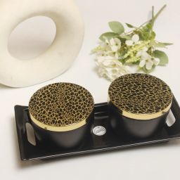 Elegant 2-Piece Ceramic Jar Set with Tray - Perfect for Gifting or Storage Bowl, Tray Serving Set-18