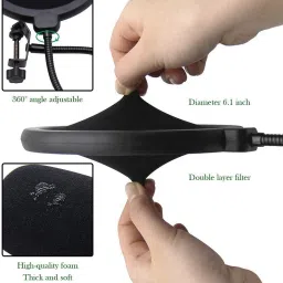 erise Microphone 3 Leg Stand Boom Suspension Arm Stand with Pop Filter for Dyanamic and Condenser Microphone with Mic Clip Holder & Table Mounting Clamp - (Mic Stand and Pop Filter Combo) Holder image 3