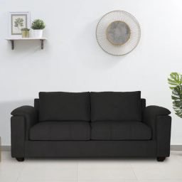 woodsworth from pepperfry Andres Chenille Fabric 3 Seater Sofa In Charcoal Grey Colour-picture-48
