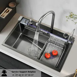 Premium Quality Stainless Steel Kitchen Sink (30x18x9) Digital LED Display Multifunction Kitchen Sink With Waterfall Pull-Down Faucet. Under Counter Basin-20