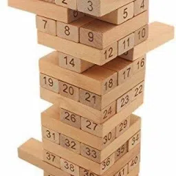 51 Pcs Blocks 4 Dices Wooden Tumbling Stacking Jenga Building Tower Game (Multicolor)-picture-28