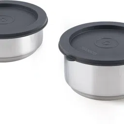 borosil Carry Fresh Lunchbox, 2pc Set (280ml x 1 + 180ml x 1) Vertical Tiffin for Office 2 Containers Lunch Box image 3
