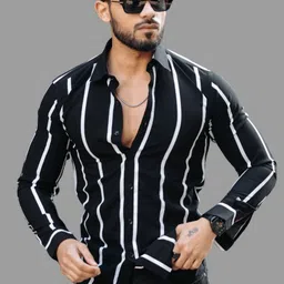marmic fab Men Slim Fit Striped Spread Collar Casual Shirt-picture-3