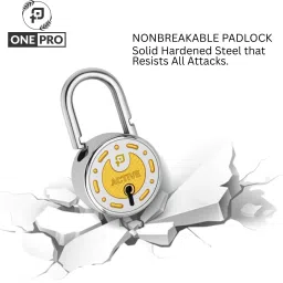 onepro Active Silver Round Small Size Padlock 52mm 15 Key 7Lever Double Locking Shackle Padlock image 3