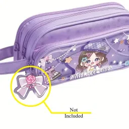 radhey preet 3 Multiple Layer More Spacious Sweet Cool Girl Theme Pencil Pouch For Kids Their Regular & Daily Uses With Hanging Handle, Price For 1 Empty Pouch, RP1345-60 Art Canvas Pencil Box image 5