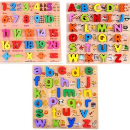Wooden Learning Slat Toy Capital Word ACBD Small Word abcd Number Patten-image-15