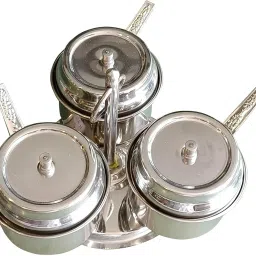 Pickle Pot Set 3 in1 For Home/Restourant Silver Container Serving Set-picture-13