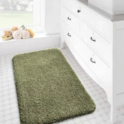 luxe home international Green Solid Polyester 24x16 Inches Super Soft Bath Mat-picture-33