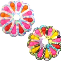 Pop It Fidget Spinner Toy for Kids 2 in 1 Fidget Spinner Stress Relief Sensory Fidget Toys for Children Adults Push Pop Bubble Fidget Spinner pop its , pop it Fidget Toys - Rainbow pop it Toy |Push pop Bubble Fidget Toy, pop Toy - Set of 2 Spinners-3