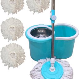 Premium Steel Basket Self Spin with Rotating Head with 4 extra refill Mop Set-image-66