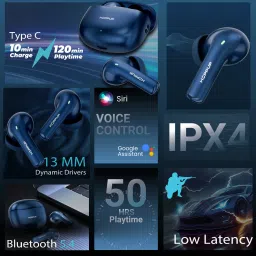 hoppup AirDoze 402 Earbuds with 50H PlayTime, 40MS Low Latency, AI ENC & 5.4v Bluetooth Headset image 2