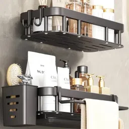 Self adhesive Bathroom Shelf For wall With Drill free installation Bathtub Caddy-18