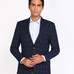 Men Checkered Single Breasted Formal Blazer-image-114