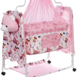 Cozy New Born Baby Cradle, Baby Swing, Baby jhula, Baby palna, Baby Bedding, Baby Bed, Crib, Bassinet with Mattress, Pillow, Mosquito Net for 0-9 Months-16