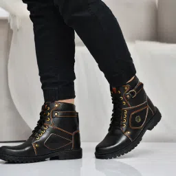 BLACK FALCON69 Classic Stylish Comfortable Outdoor HIGH-TOP Ankle Length Boots For Men-image-4
