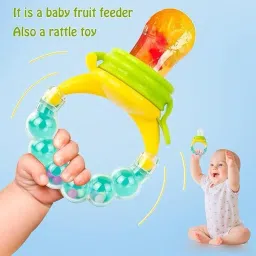 chicbunny Pack of 2 BPA-Free Silicone Food Nibbler for Fruit and Veggie with Rattle Handle Feeder image 2