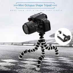 CASADOMANI Premium Quality Foldable Adjustable Flexible Sponge Octopus Tripod With Mobile Phone Holder clip For Android, iOS, mini Camera 3 Axis Gimbal for Camera, Mobile image 4