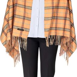 HUEVESS Wool Checkered Women, Men Shawl-image-72