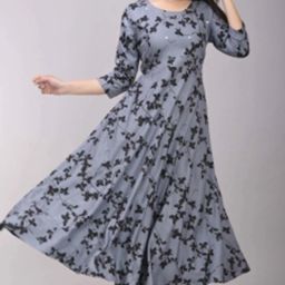 Floral Print Rayon Blend Stitched Anarkali Gown-image-32