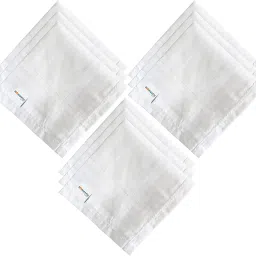 HOMESTIC Men's HAndkerchiefs, 100% Pure Cotton, Pocket Square Hankies Set of 9 (White) ["White"] Handkerchief-image-17