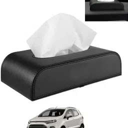 Black Tissue Holder Leatherite/Include Tissue/Save Space For Home/Car/Office-68 Vehicle Tissue Dispenser-image-10