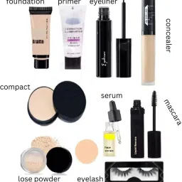 swenky makeup kit of foundation primer compact lose powder serum eyeliner & mascara-image-26