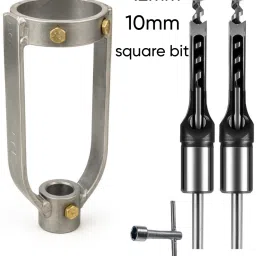 Square Bit Drill Attachment Set- 2Pcs of 12mm, 10mm Steel Drill Bits and Wrench SQUARE HOLE DRILL ATTACHMENT HOLDER AND SQAURE DRILL BITS-image-24