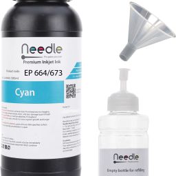 Needle 500 gms T664 for Ep L130 L360 L380 L361 L565 L210 L220 L310 L350 L405 Printers Cyan Ink Bottle-image-49
