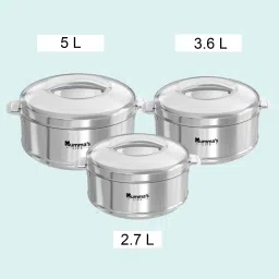 Racer Double Walled Stainless Steel Casserole Set Hot & Cold (2.7, 3.6 & 5 Ltr)) Thermoware Casserole Set-image-26