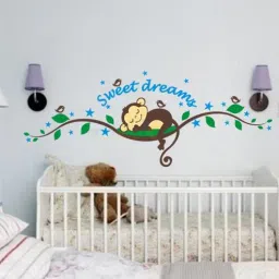 print mantras S Sweet Dreams Sleeping Monkey With Birds Wall Sticker-picture-38