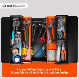 buildskill BITB185 18" Metal tool box kit | 5 compartments | lock system | rust-resistant & durable Tool Box with Tray image 3