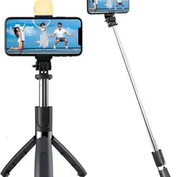 DAUMI Tripod with Bluetooth Remote & LED Light – Lightweight, Foldable, Extendable for Vlogging Bluetooth Selfie Stick-image-80