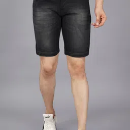 nivasu Self Design Men Black Denim Shorts-picture-8