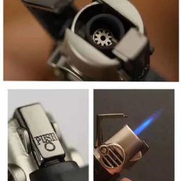ala flame Refillable Cylindrical Shaped Windproof Jet Flame Lighter with Fixed Fire Switch ( Blue ) Pocket Lighter Visit Website www.myfirstdot.com Pocket Lighter image 3