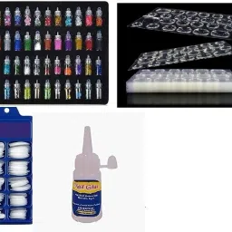 48 3D Glitter Bottles Nail Art+100 pcs Artificial Nails With 5 pcs Nail Glue Sticker-4