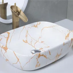 Glossy Finish Tabletop Vessel Sink Wash Basin For Bathroom (18 x 13 x5.5 Inch) Counter Top-image-18