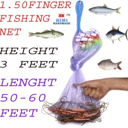 1.50 FINGER 35 MM KATHI JAL GILLNET Aquarium Fish Net-image-17