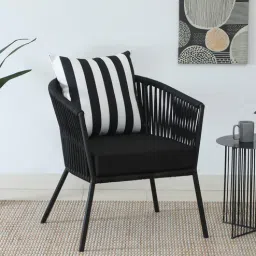 bohemiana from pepperfry Luft Outdoor Chair In Black Colour With Cushion-picture-32