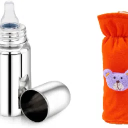 Baby Feeding Bottle With Cover - Stainless Steel-image-10